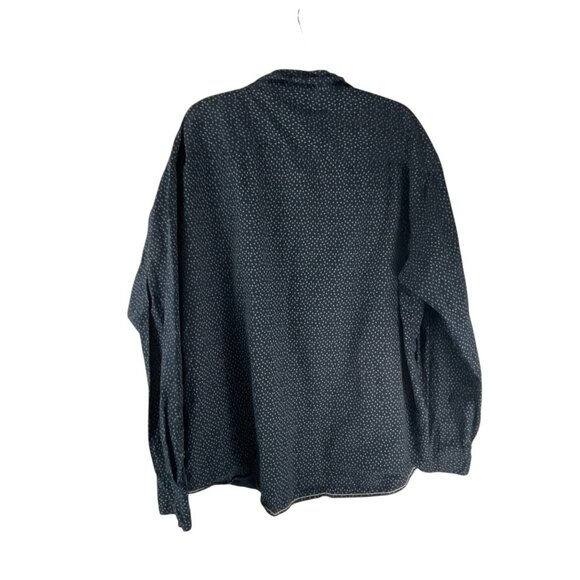 Six Lincoln Mens Navy Button-Up Shirt With White Micro Dot Print Size 4X Casual - Picture 4 of 9